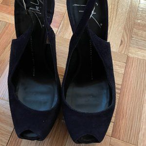 Navy Giuseppe Zanotti peep toe platform heels